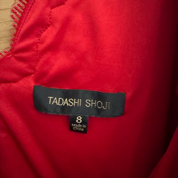 Tadashi Shoji 8 Lace Red Lace 3/4 Sleeve Sheath Dress Valentines Romantic - Picture 11 of 13